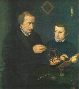 NEUFCHATEL Nicolas Portrait of Johannes Neudorfer and his Son oil on canvas